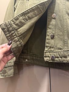 Retro Olive Green Denim Jacket