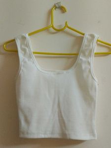 White Ribbed Tank Top