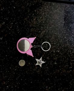 Key chain With Mirror, Decorating Star, UAE Coin