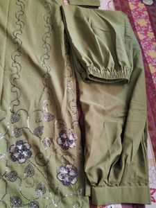 Green Embroidered  Afghani Kurta Set
