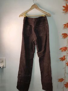 High Rise Brown Velvet Trousers