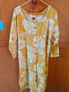 Floral Print Mustard Kurta