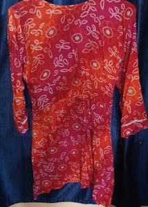 Red Bandhani Print Kurti