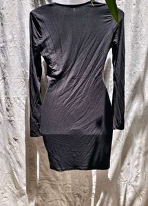 I. Black Deep V-Neck Mini Dress