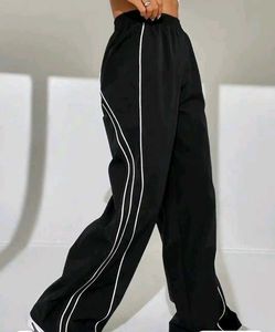 Black Track Pants with White Stripe