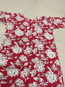 Red Floral Kurti Cotton | Summer Collection