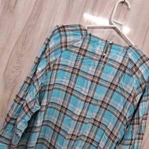 Checkered Blue Boxy Top