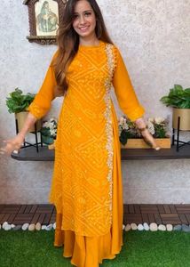 Pink Bandhani Kurta Set available in 3 color