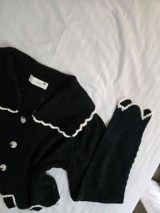 Cute Black Knit Cardigan fits S/M