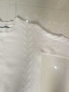 Cozy White Knit Pullover Sweater