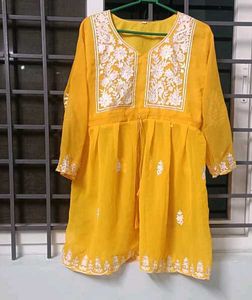 Yellow Embroidered Kurta