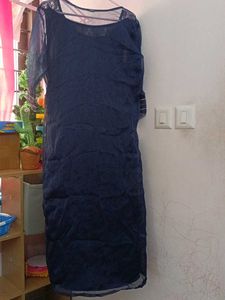 Embroidered Blue Top with jacket and bottom