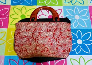 Handbag with Wooden Handle