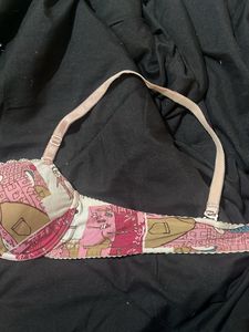 Cute Graphic Pink Lace Bra Y2k