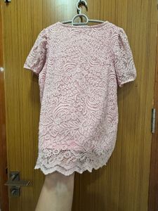“Fig” Pink Lacy Top