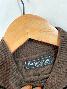 Vintage Brown Checkered Knit Sweater B