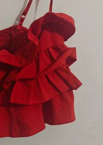 Red Ruffle Crop Top