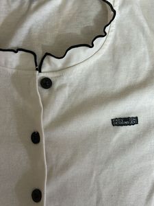 Cute White Button Top