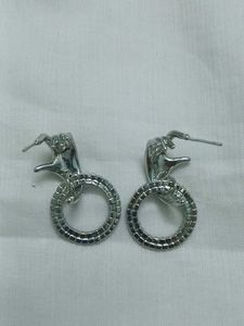 Hand & Rhinestone Circle Earrings