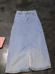 Denim Slit Maxi Skirt