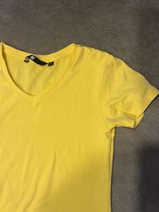 Yellow V Neck Fitted Top