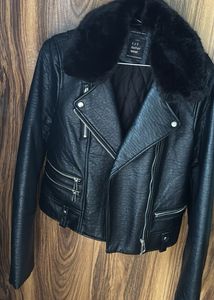 Black Faux Fur Collar Jacket
