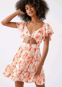 Floral Cutout Mini Dress🧡