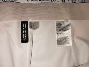 H&amp;M Off-White Faux Leather Pants with Front Slits