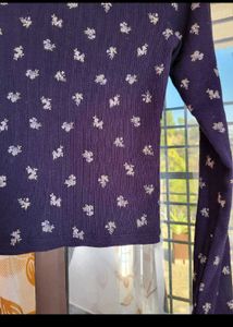 H&amp;M Lace Trimmed Long Sleeve Top/ Size-S