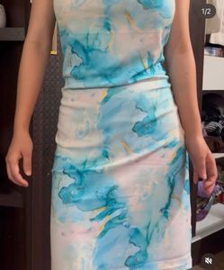 Watercolor Cowl Neck Dress