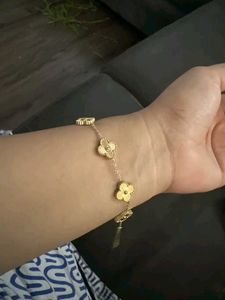 18k Gold Van Cleef Clover Bracelet Anti Tarnish