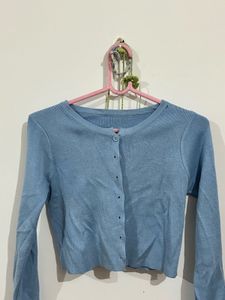 Cute Blue Knit Cardigan