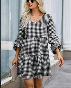 Black And White Check Dress 🔥