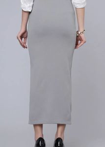 Elegant Grey Midi Pencil Skirt