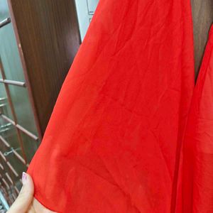 Red Sheer Dress with Corset Back