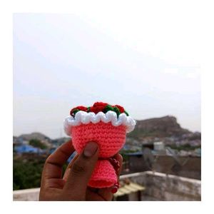 Crochet Mini Rose Flower Bouquet 💐 Keychain