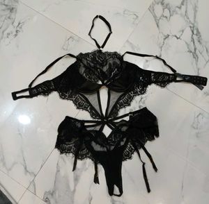 Black Lace Lingerie Set 38 to 40