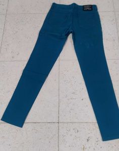 Teal Blue cotton denim pant