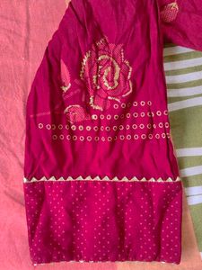 Red Floral Print Kurta