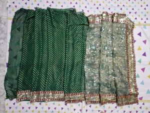 Green Embellished Saree with Blouse