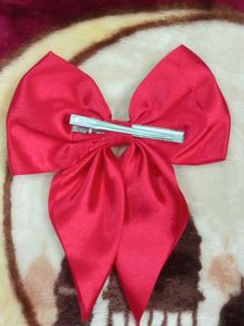 Chic Red Satin Hair Bow Accessory