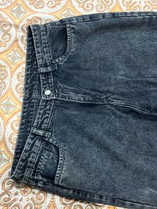 Knee Ribbed Charcol Denim
