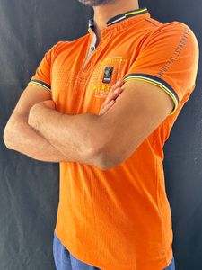 Slim Stretchable Men Tshirt (M) With Chinese Colla