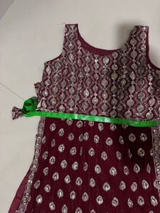 Maroon nayra cut dress with duppata