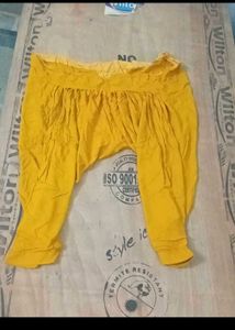Yellow Ethnic Bottom women shalwar lilen