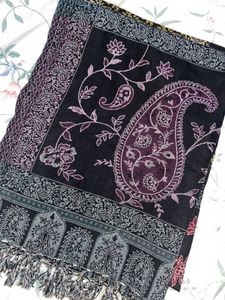 Black With Multicoloured Print Shawl