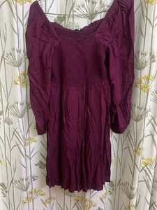 Burgundy Off-Shoulder Dress