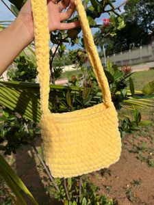 Yellow Plush Shoulder Bag