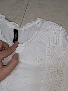 White Eyelet Top &amp; Denim Shorts