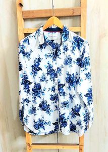 Blue Printed Fine Cotton Shirt Size-40-42